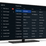 IBO Player Pro review interface on Smart TV with IPTV channel guide and remote control